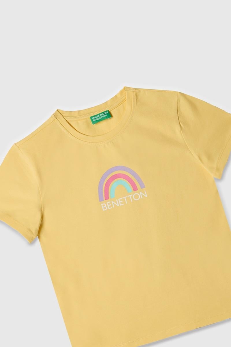 Kız Çocuk BNT-G21814 Benetton Tshirt SARI