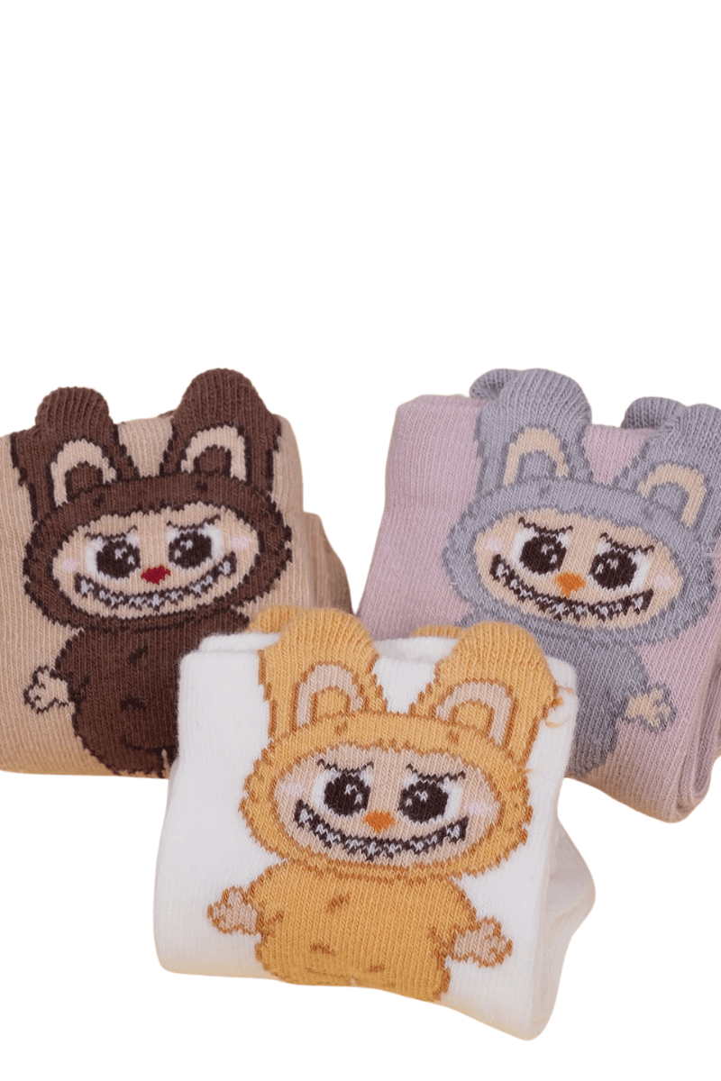 Kız Çocuk Çorap Soket 6 Çift Beyaz-Gri-Pembe-Kahve-Krem-Gülkurusu