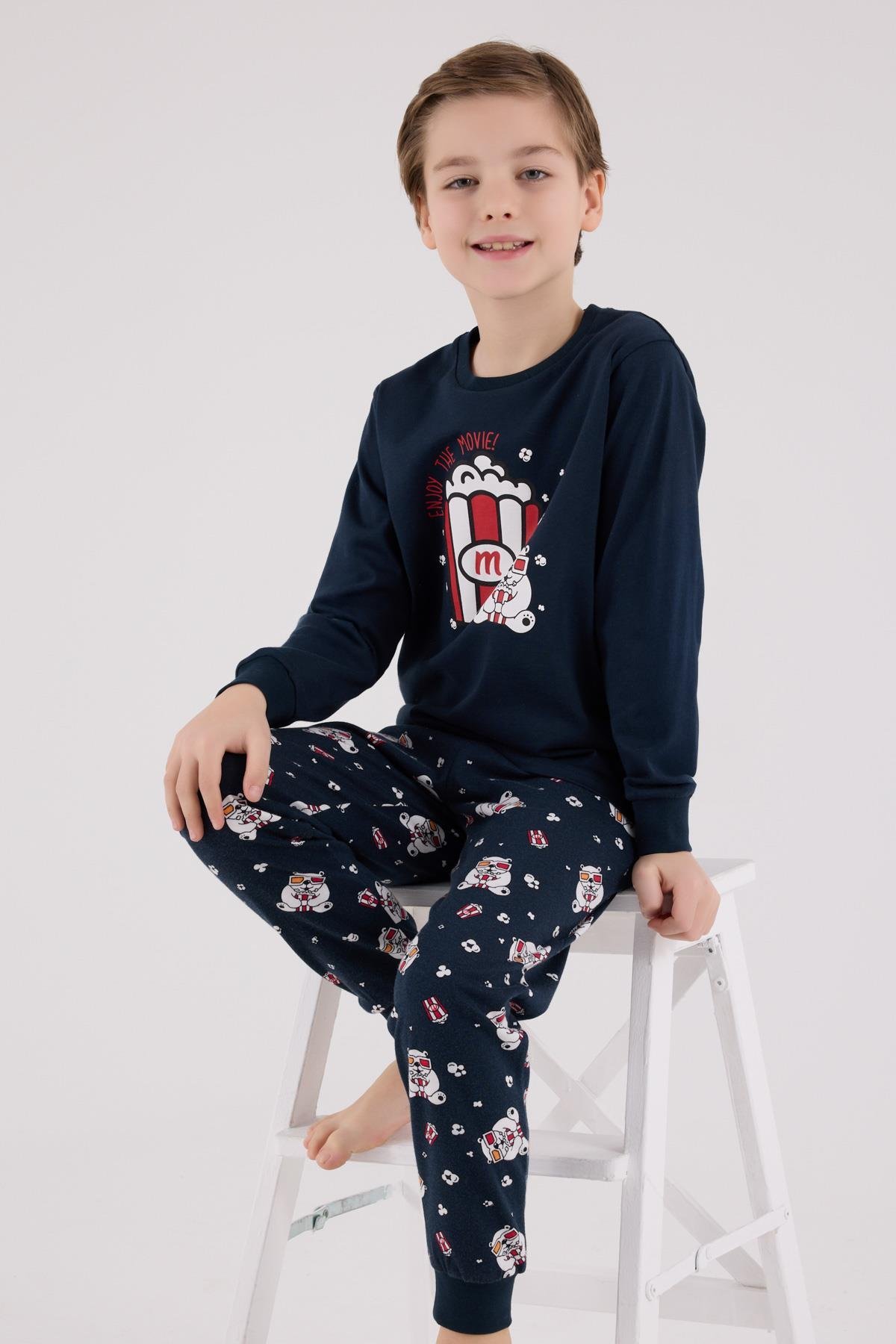 RolyPoly Erkek Çocuk Uzun Kol Pijama Takım Lacivert