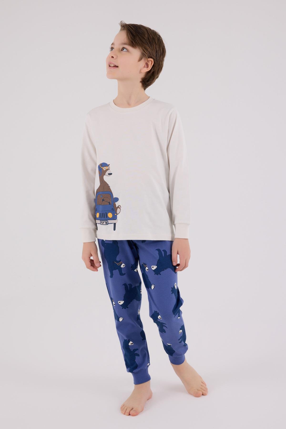 RolyPoly Erkek Çocuk Uzun Kol Pijama Takım Taş