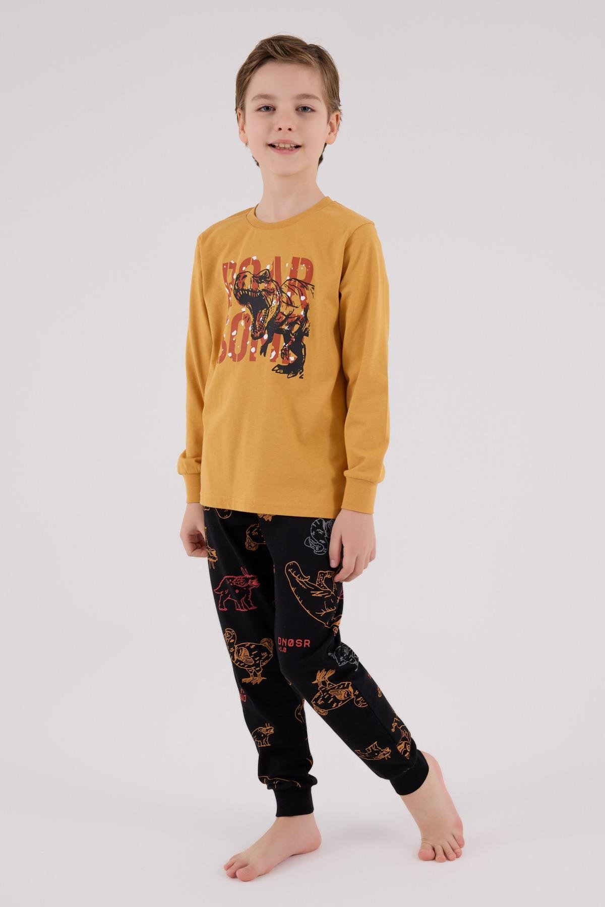 RolyPoly Erkek Çocuk Uzun Kol Pijama Takım Hardal