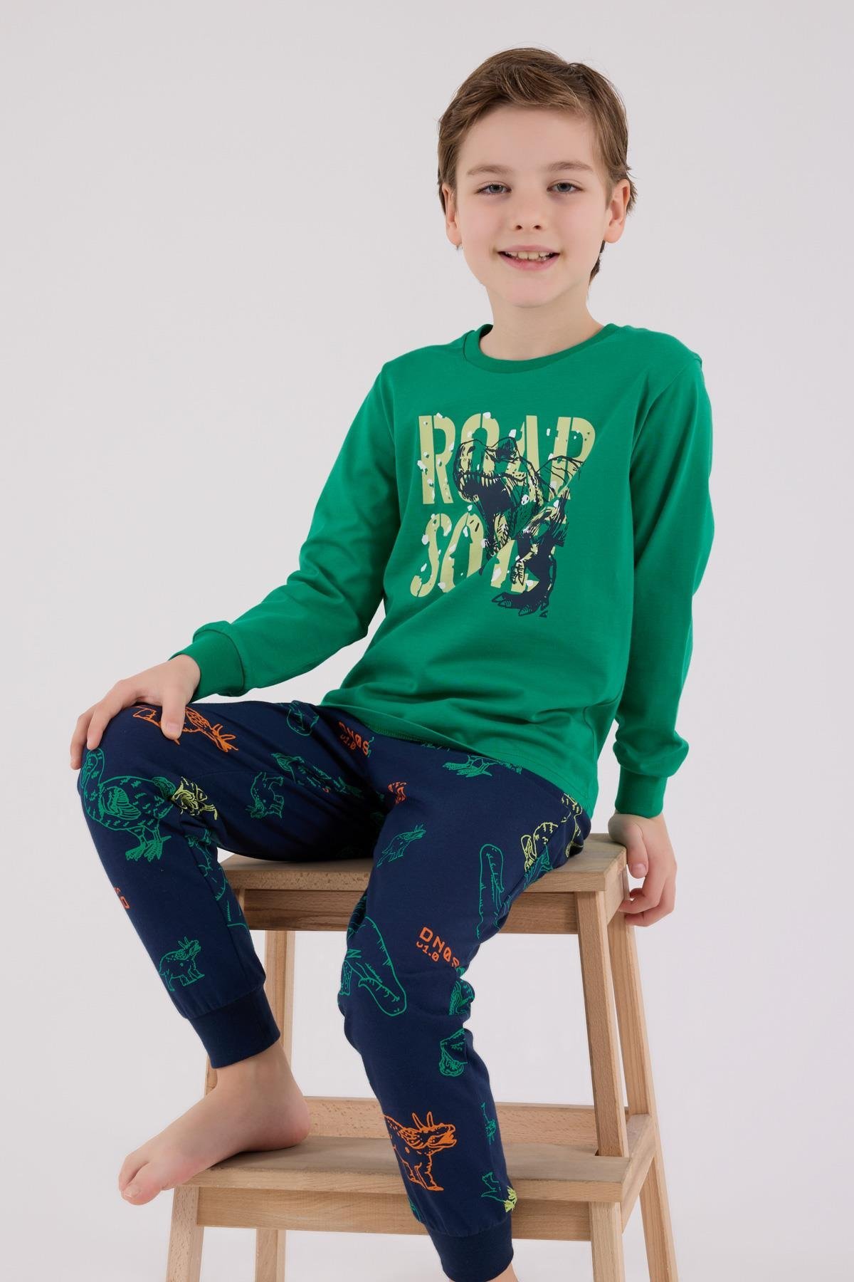RolyPoly Erkek Çocuk Uzun Kol Pijama Takım Orman Yeşili