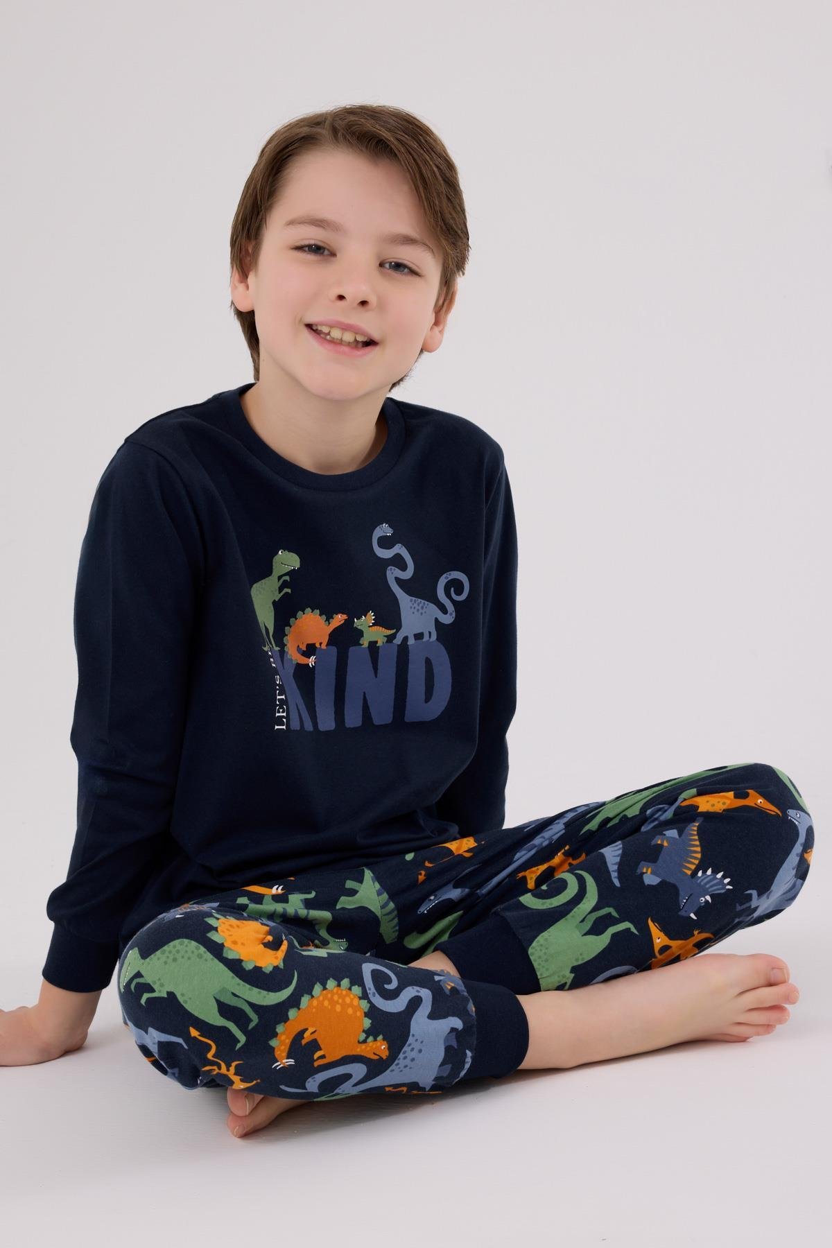 RolyPoly Erkek Çocuk Uzun Kol Pijama Takım Lacivert