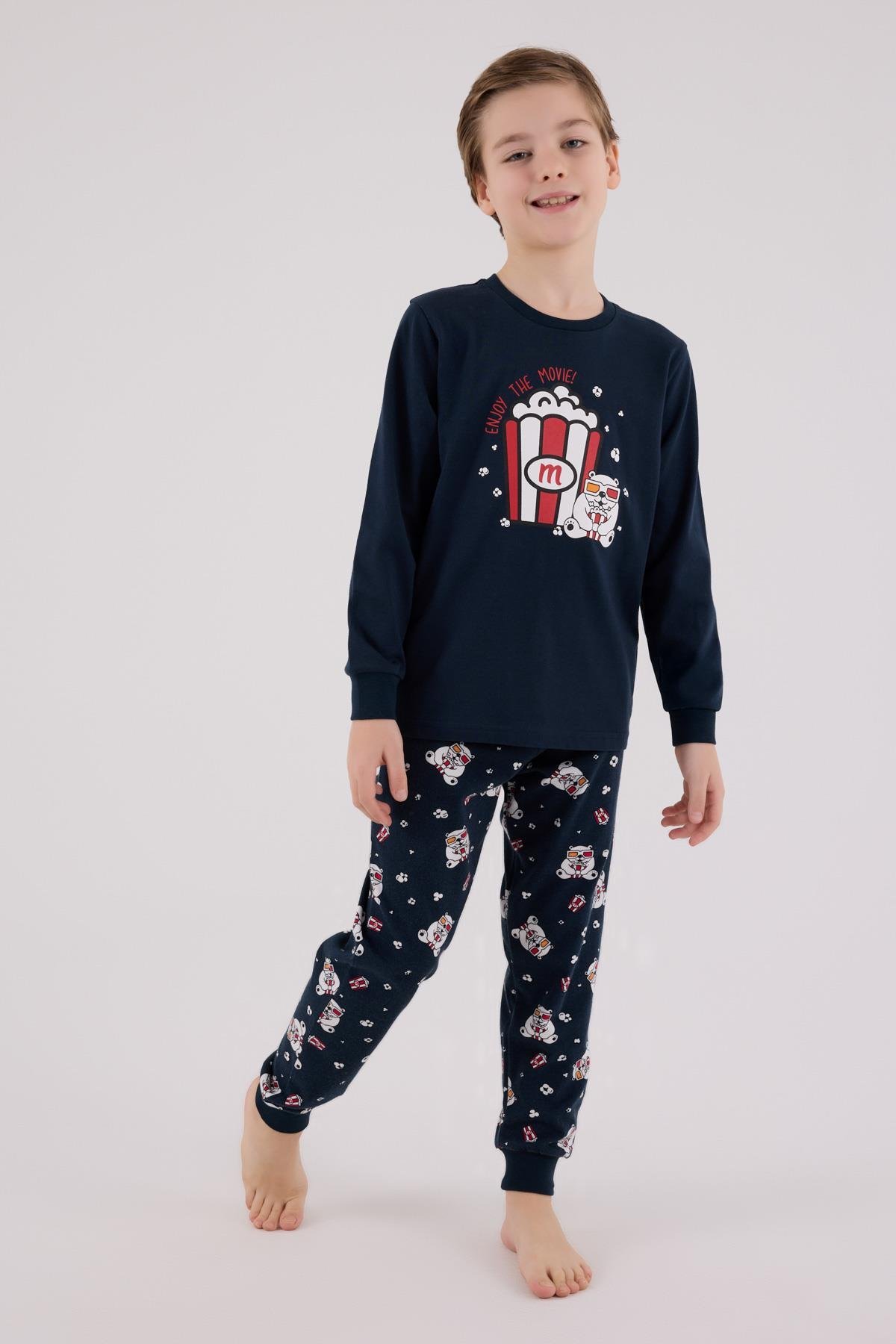 RolyPoly Erkek Çocuk Uzun Kol Pijama Takım Lacivert