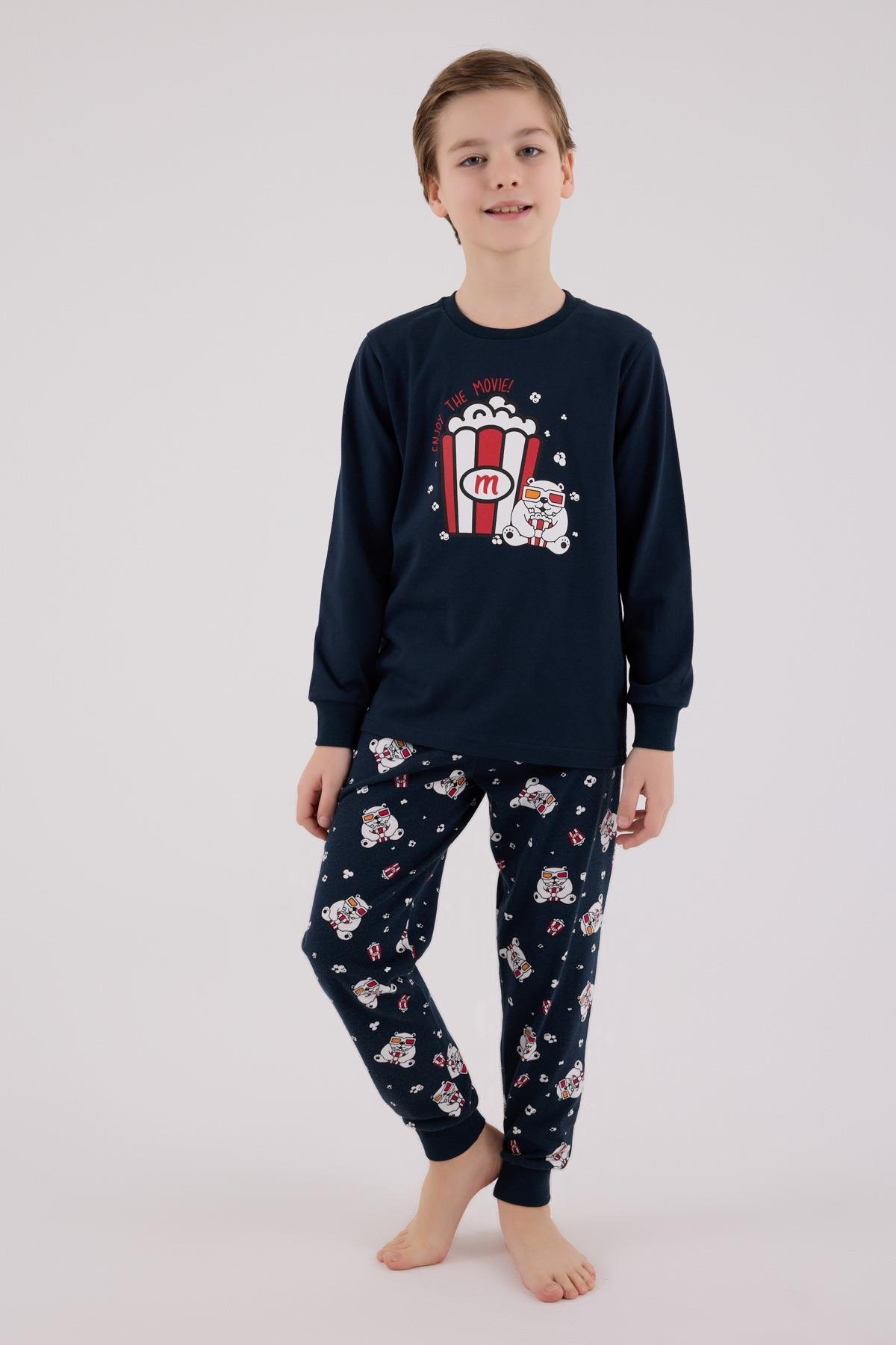RolyPoly Erkek Çocuk Uzun Kol Pijama Takım Lacivert