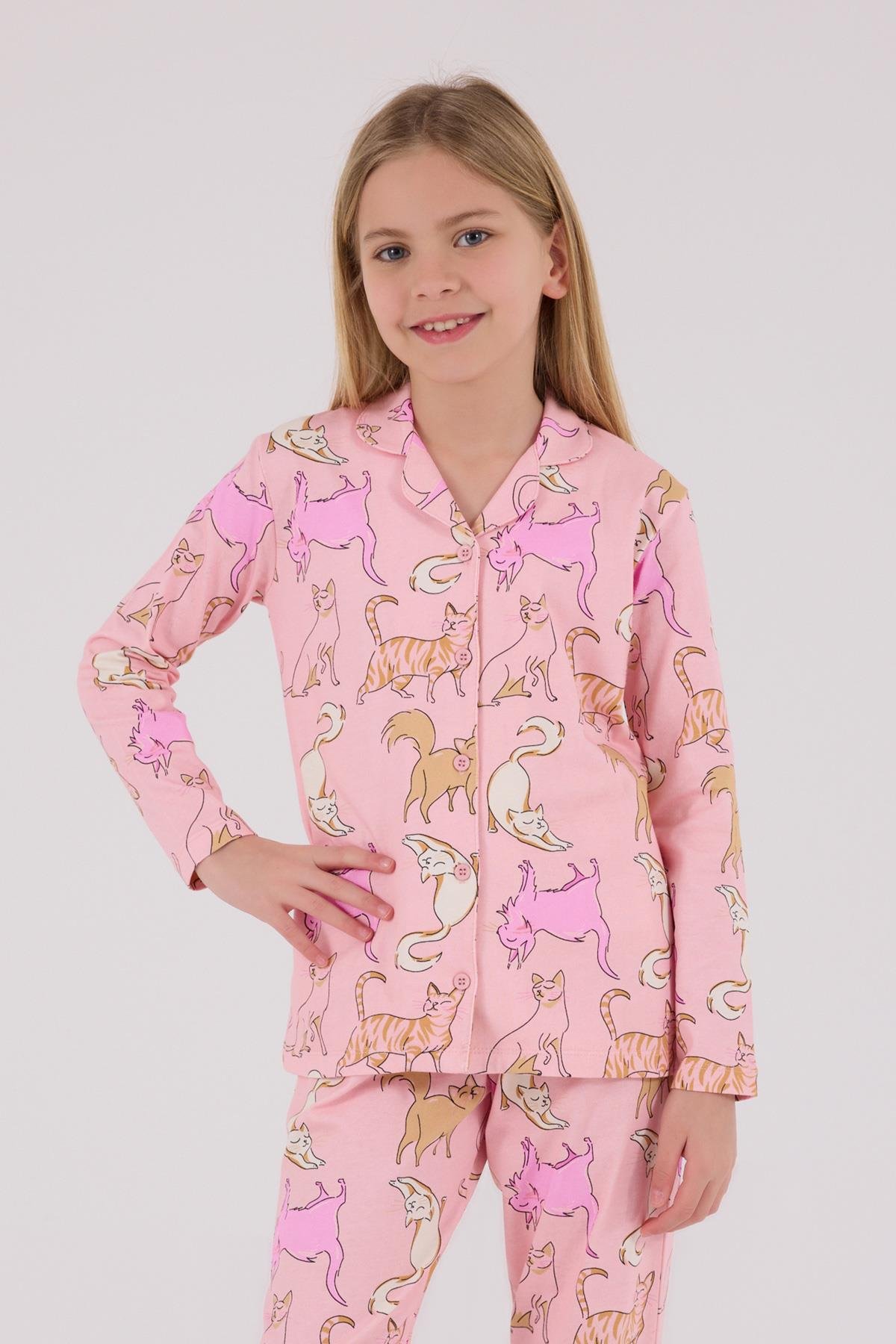 RolyPoly Kız Çocuk Gömlek Pijama Açık Pembe