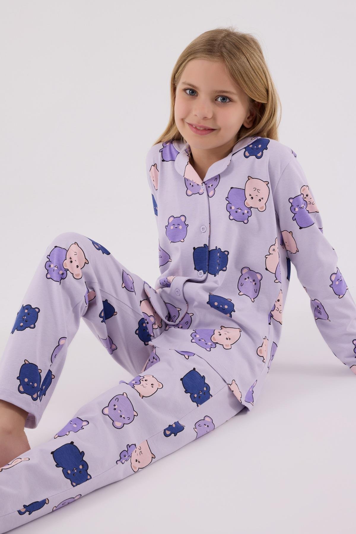 RolyPoly Kız Çocuk Gömlek Pijama Lila