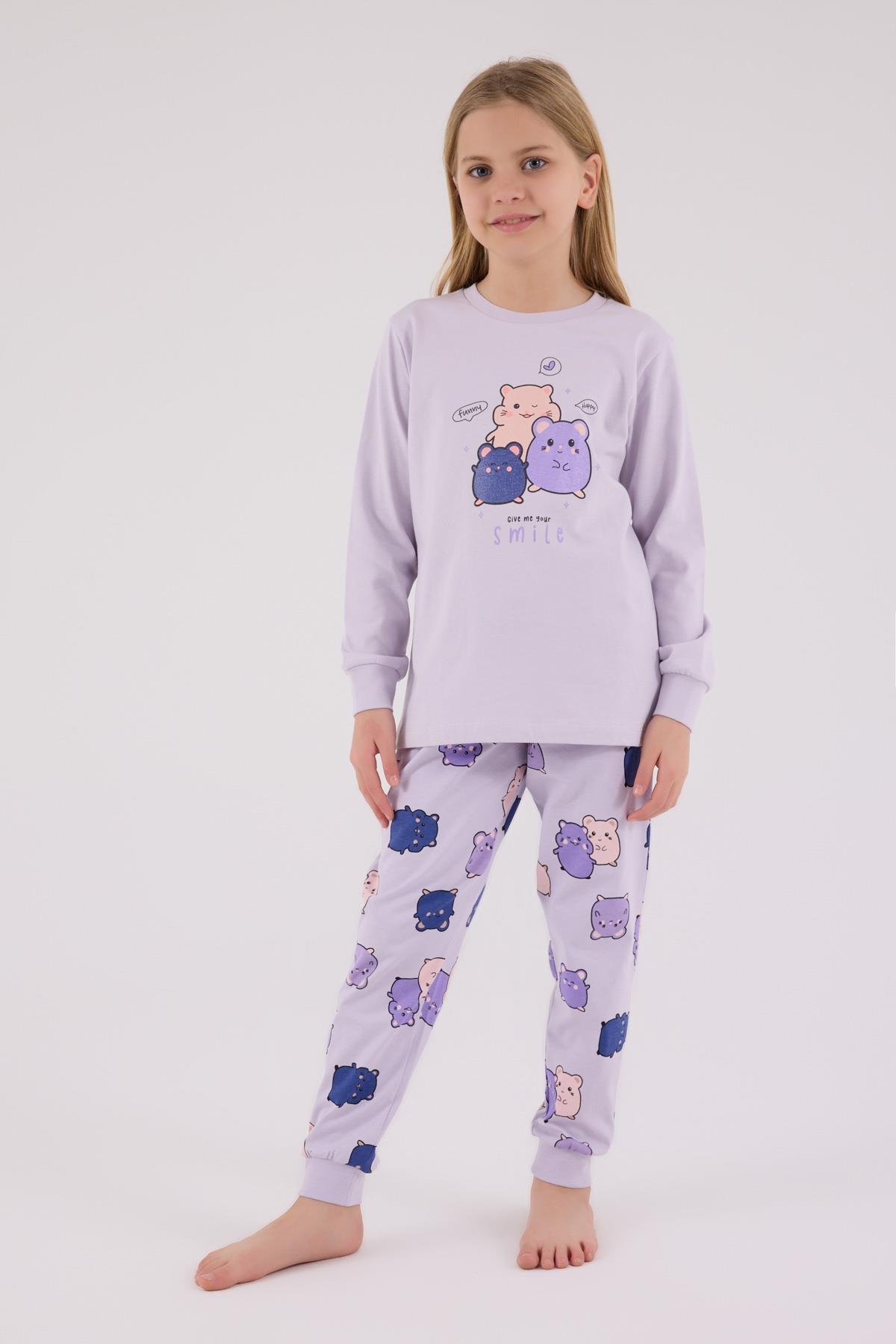 RolyPoly Kız Çocuk Uzun Kol Pijama Takım Lila