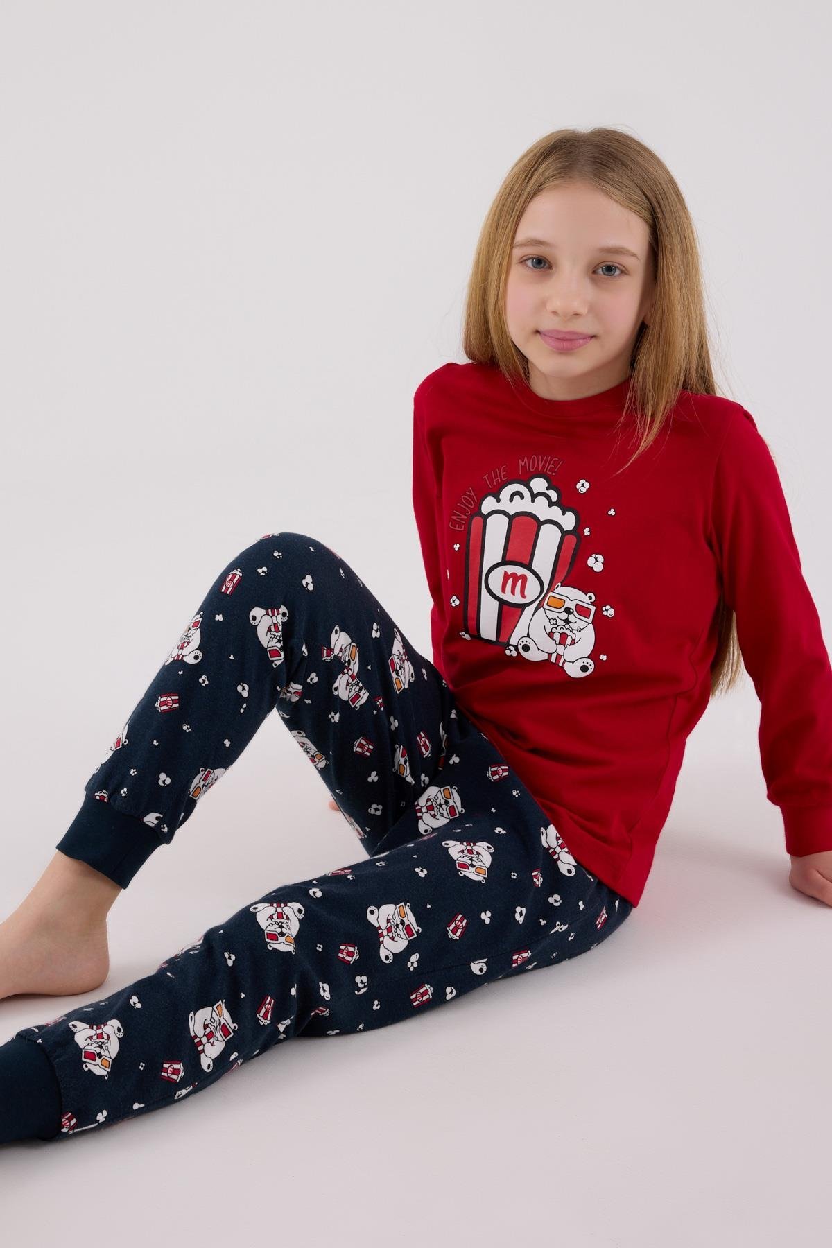 RolyPoly Kız Çocuk Uzun Kol Pijama Takım Kırmızı