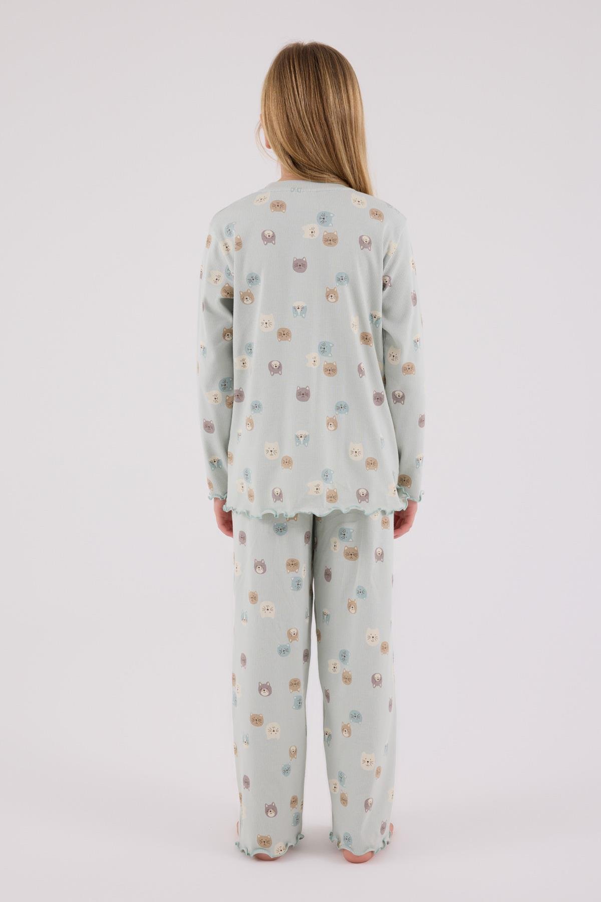RolyPoly Kız Çocuk Uzun Kol Pijama Takım Açık Yeşil