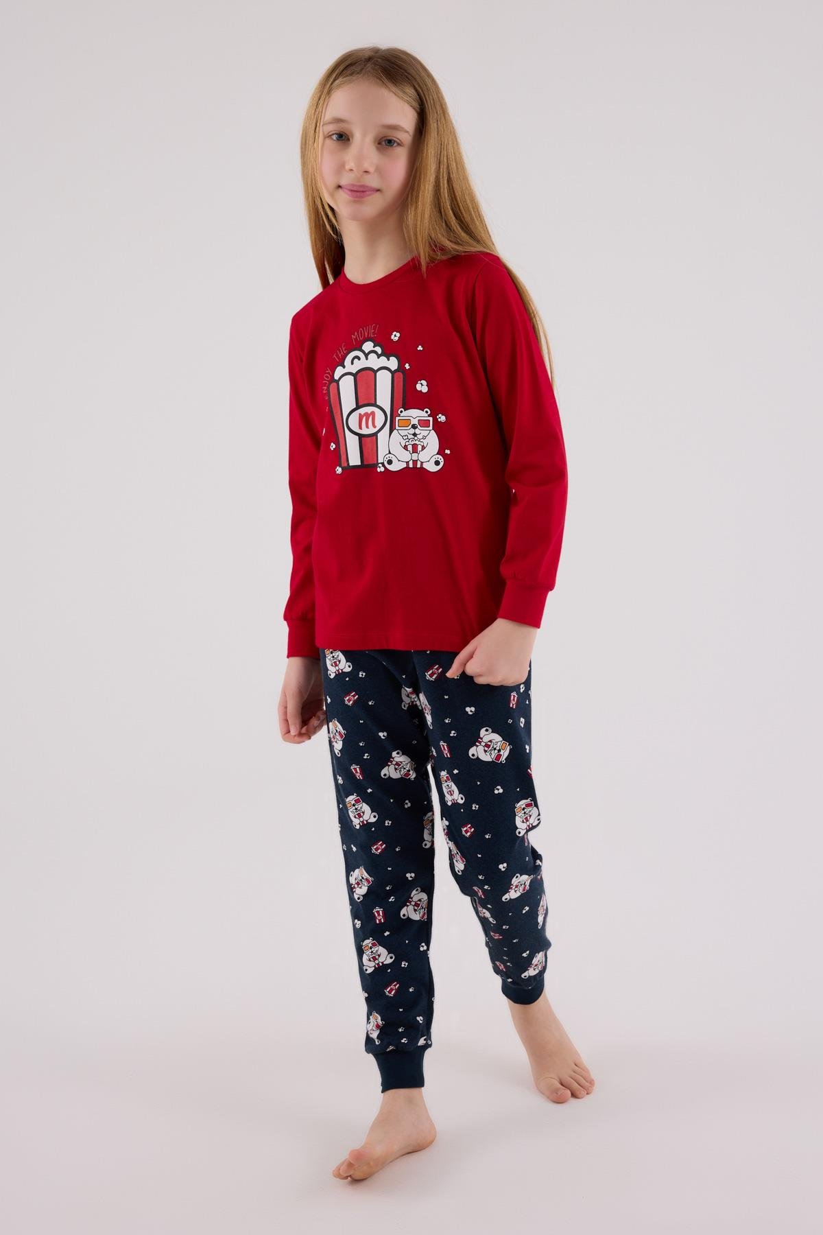 RolyPoly Kız Çocuk Uzun Kol Pijama Takım Kırmızı