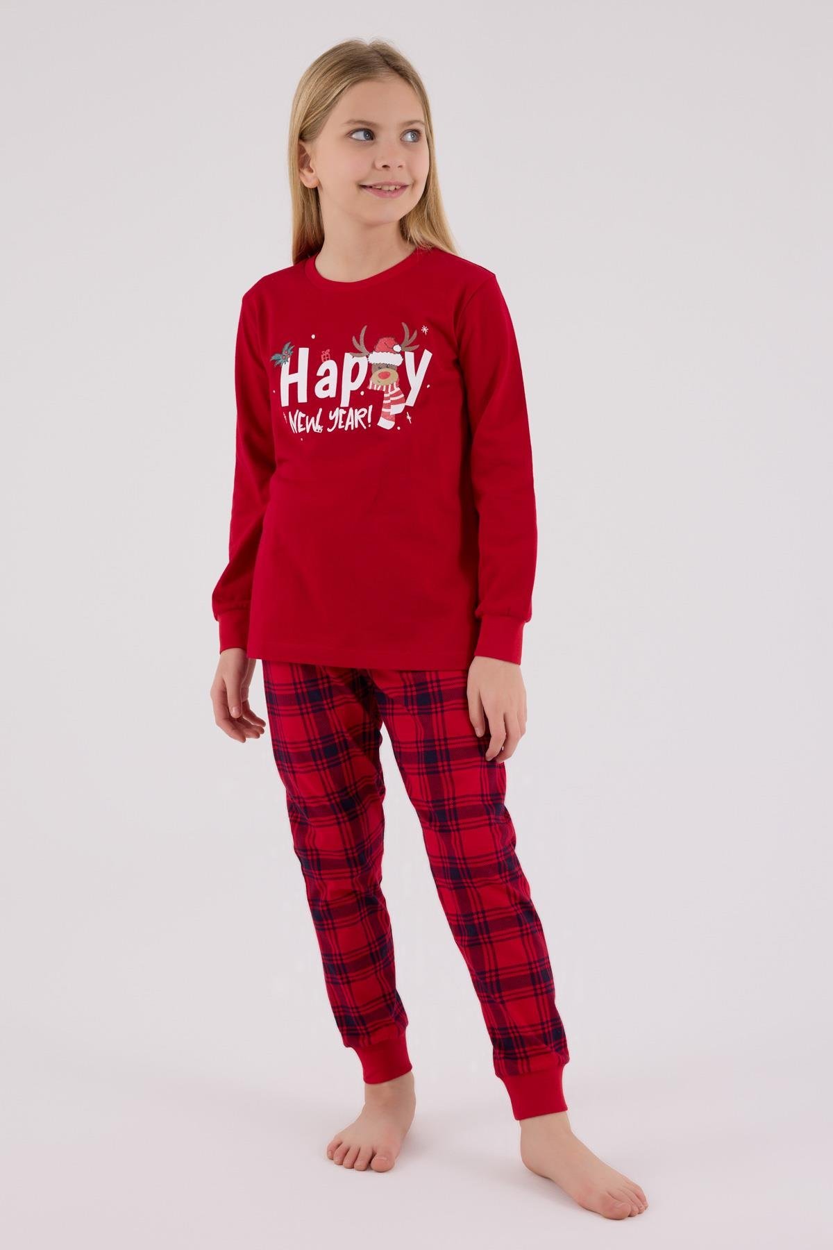 RolyPoly Kız Çocuk Uzun Kol Pijama Takım Kırmızı