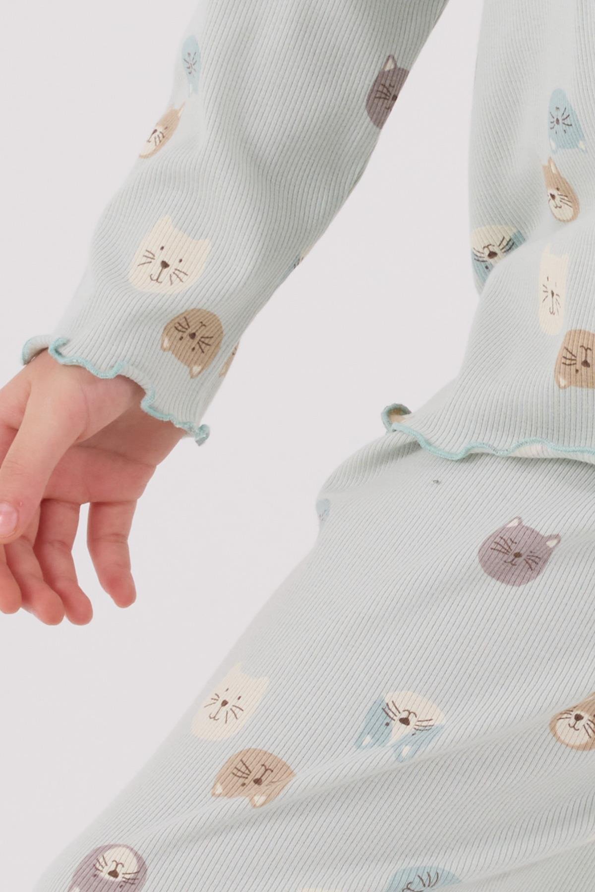 RolyPoly Kız Çocuk Uzun Kol Pijama Takım Açık Yeşil