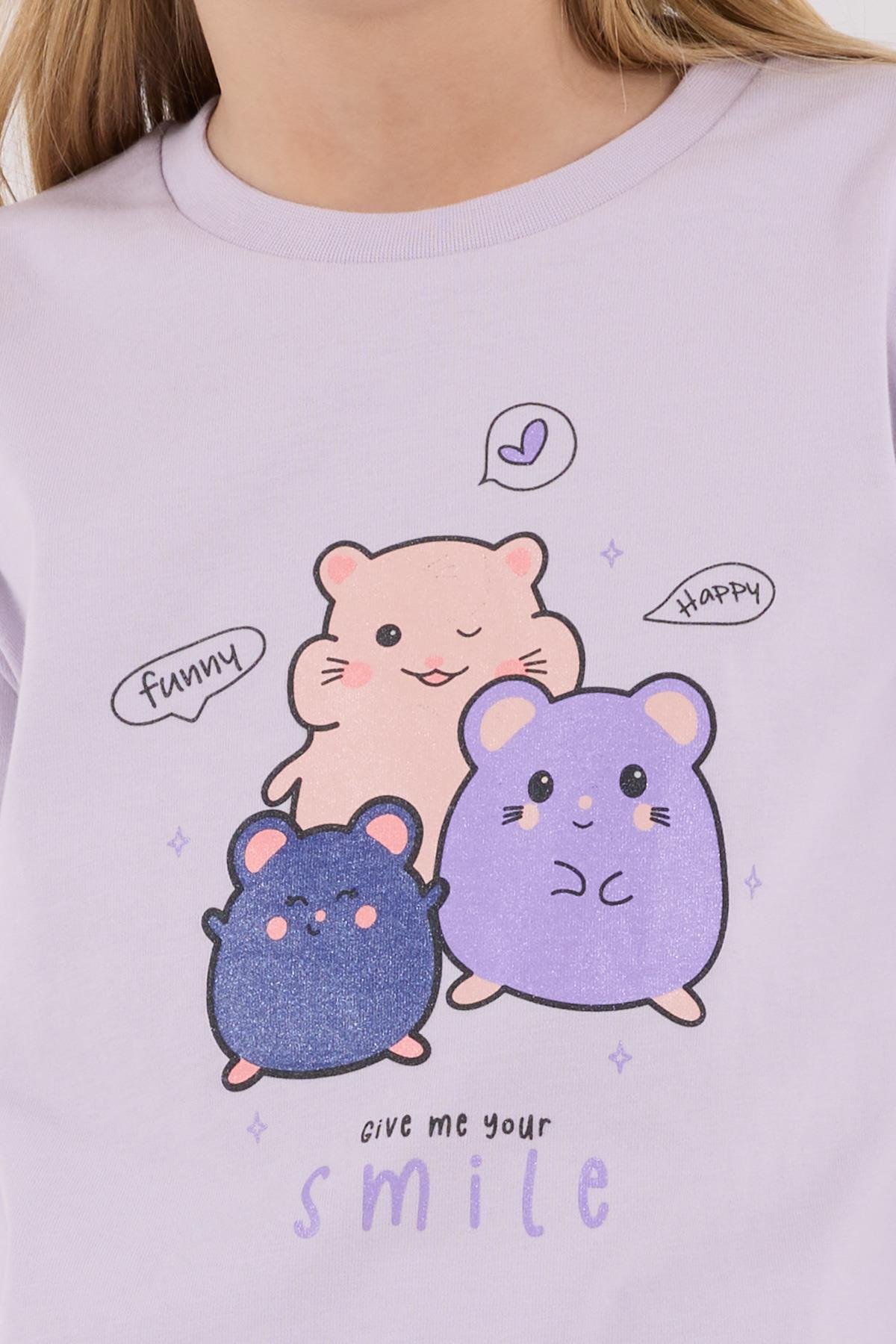 RolyPoly Kız Çocuk Uzun Kol Pijama Takım Lila