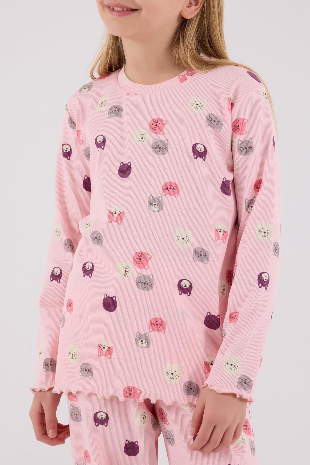 RolyPoly Kız Çocuk Uzun Kol Pijama Takım Açık Pembe