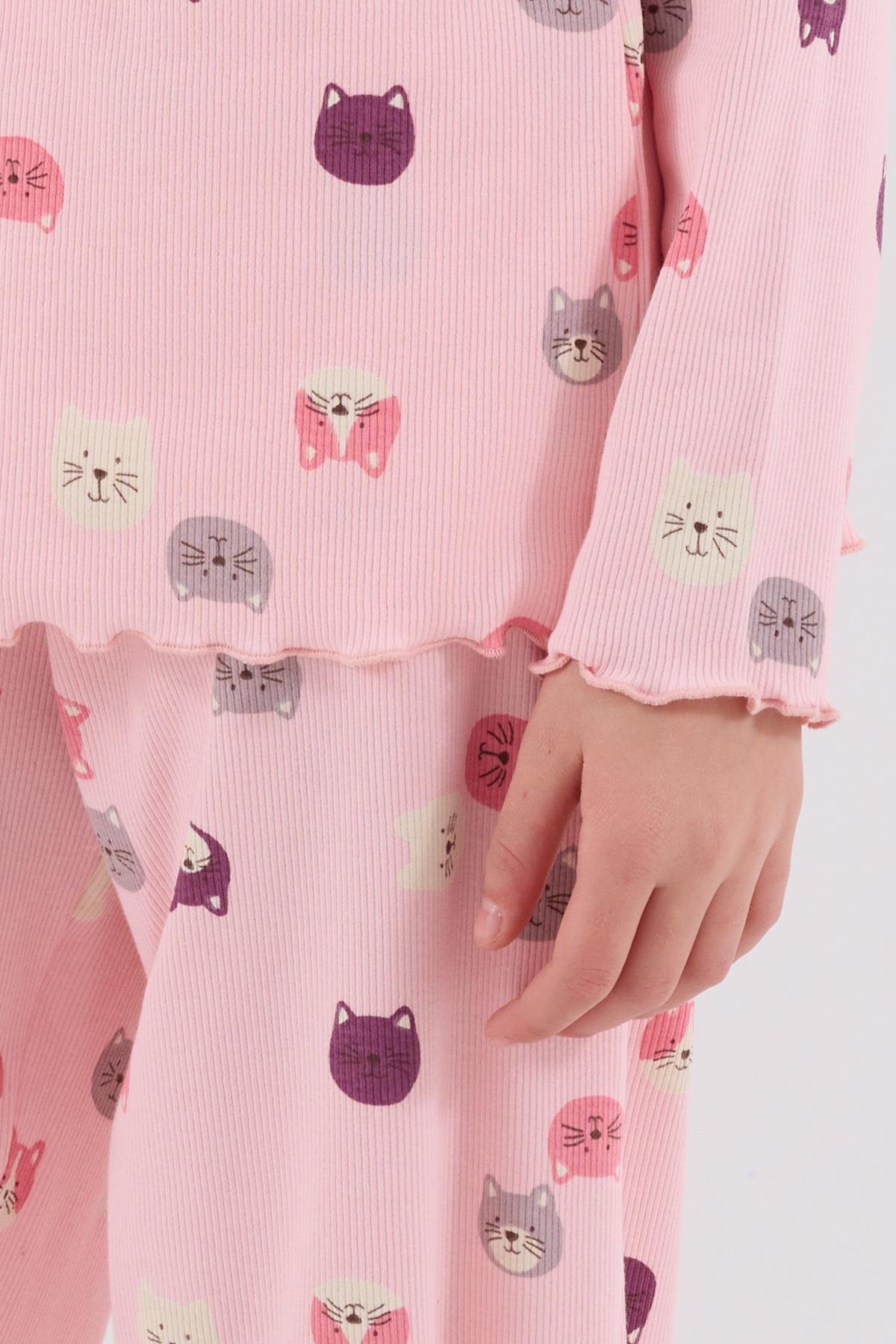 RolyPoly Kız Çocuk Uzun Kol Pijama Takım Açık Pembe