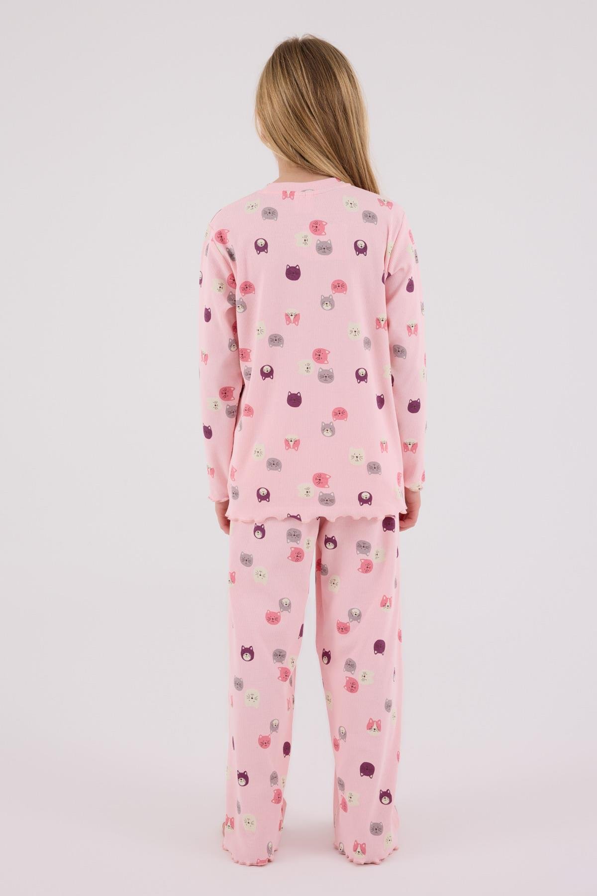 RolyPoly Kız Çocuk Uzun Kol Pijama Takım Açık Pembe
