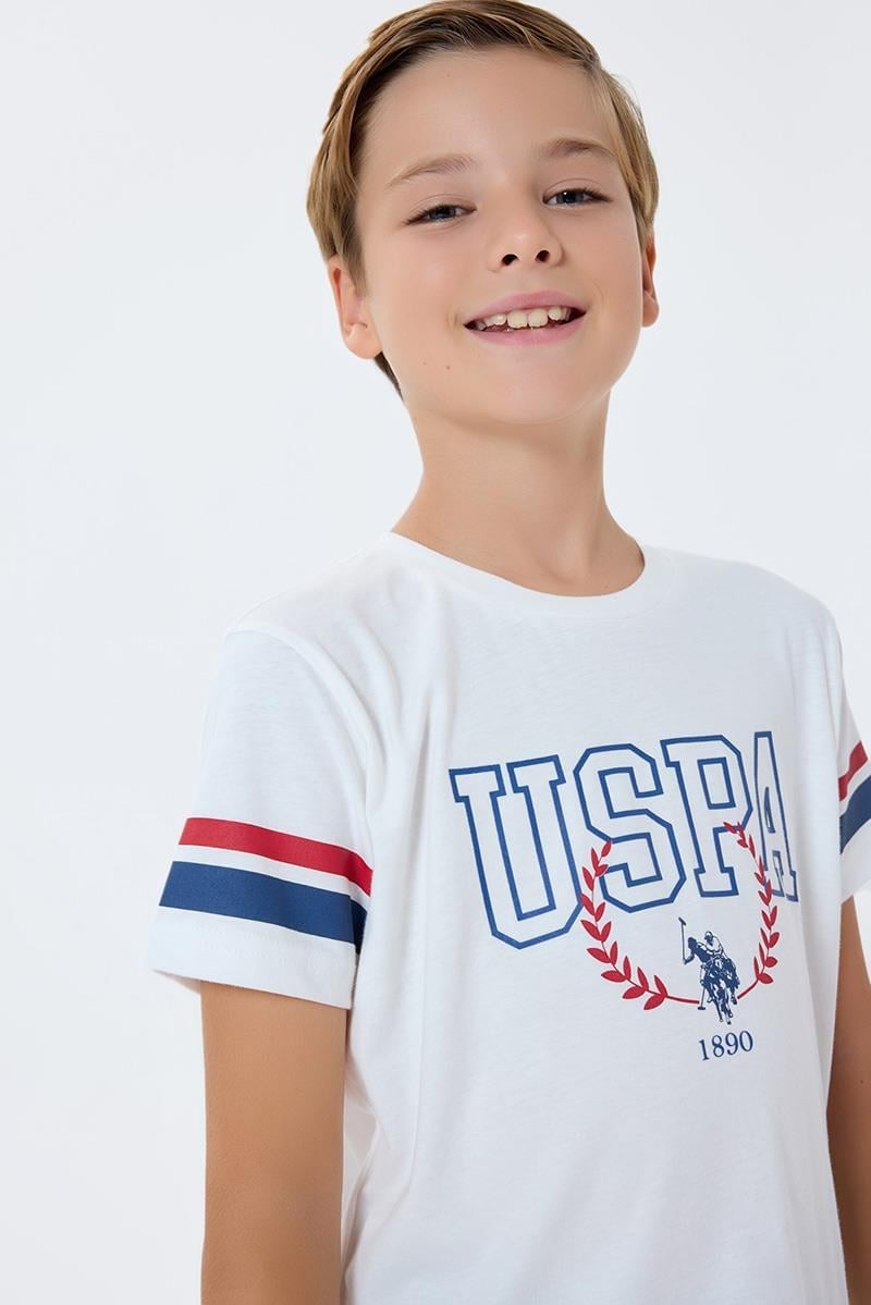 U.S. Polo Assn Erkek Çocuk  2 li Bermuda T-şhirt Takım Beyaz