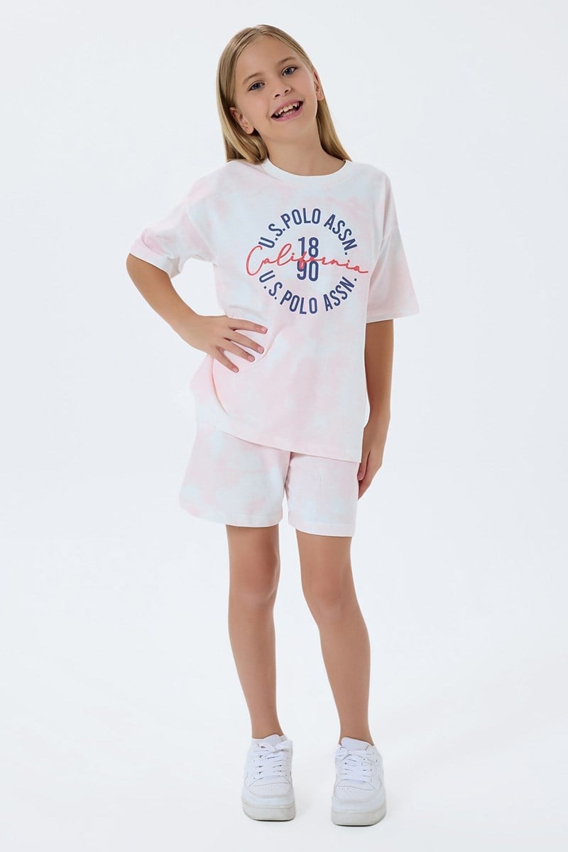 U.S. Polo Assn Kız Çocuk Şortlu  2'li Takım Coral