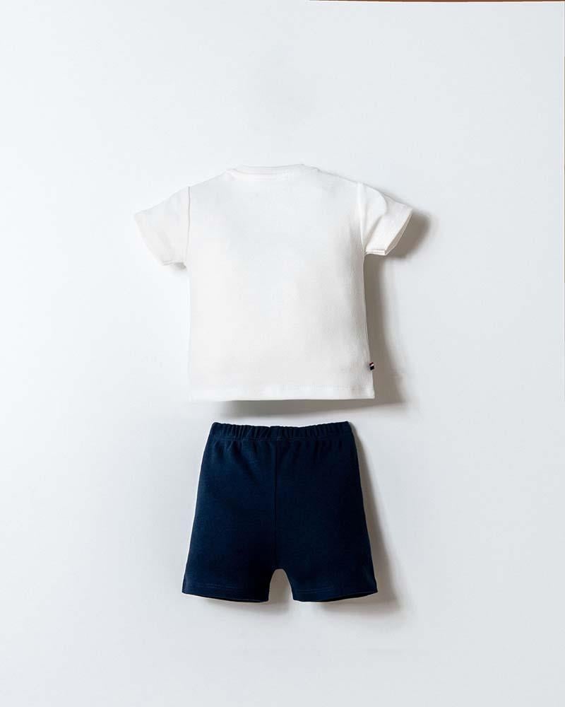 U.S. Polo Assn Erkek Bebek  2 li Şort T-şhirt Takım Beyaz-Lacivert