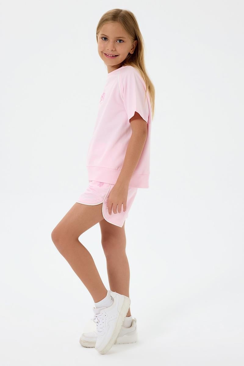 U.S. Polo Assn Kız Çocuk  2 li Şort T-şhirt Takım Pembe
