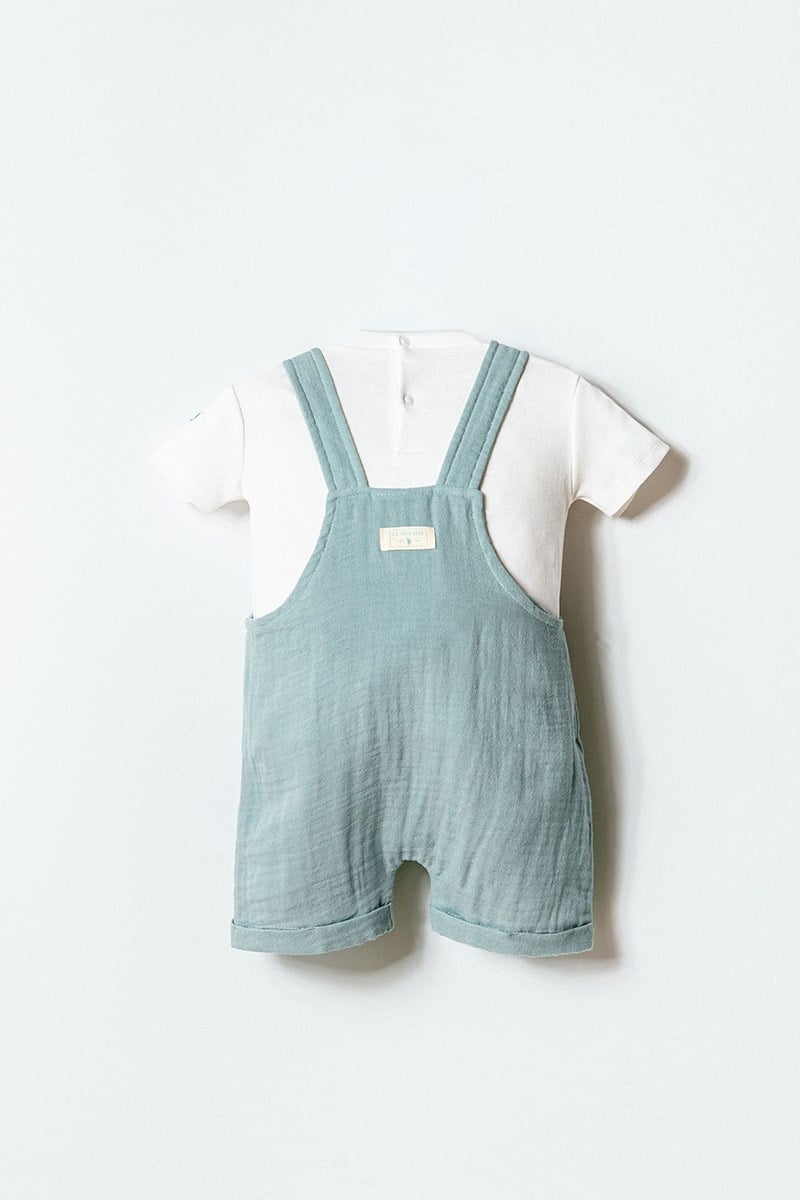 U.S. Polo Assn Erkek Bebek 2 li Salopet T-şhirt Takım Nil