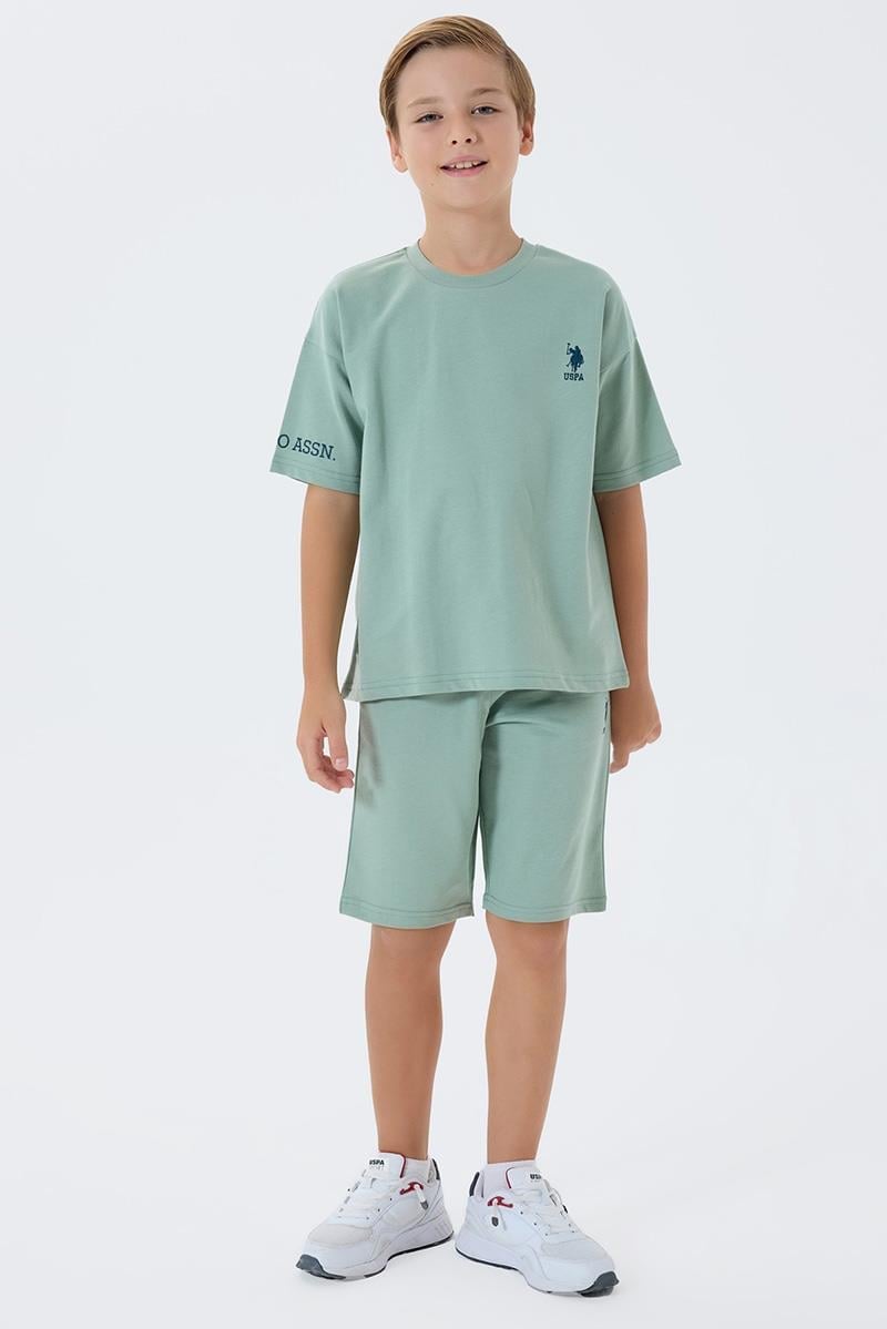 U.S. Polo Assn Erkek Çocuk  2 li Bermuda T-şhirt Takım Yeşil