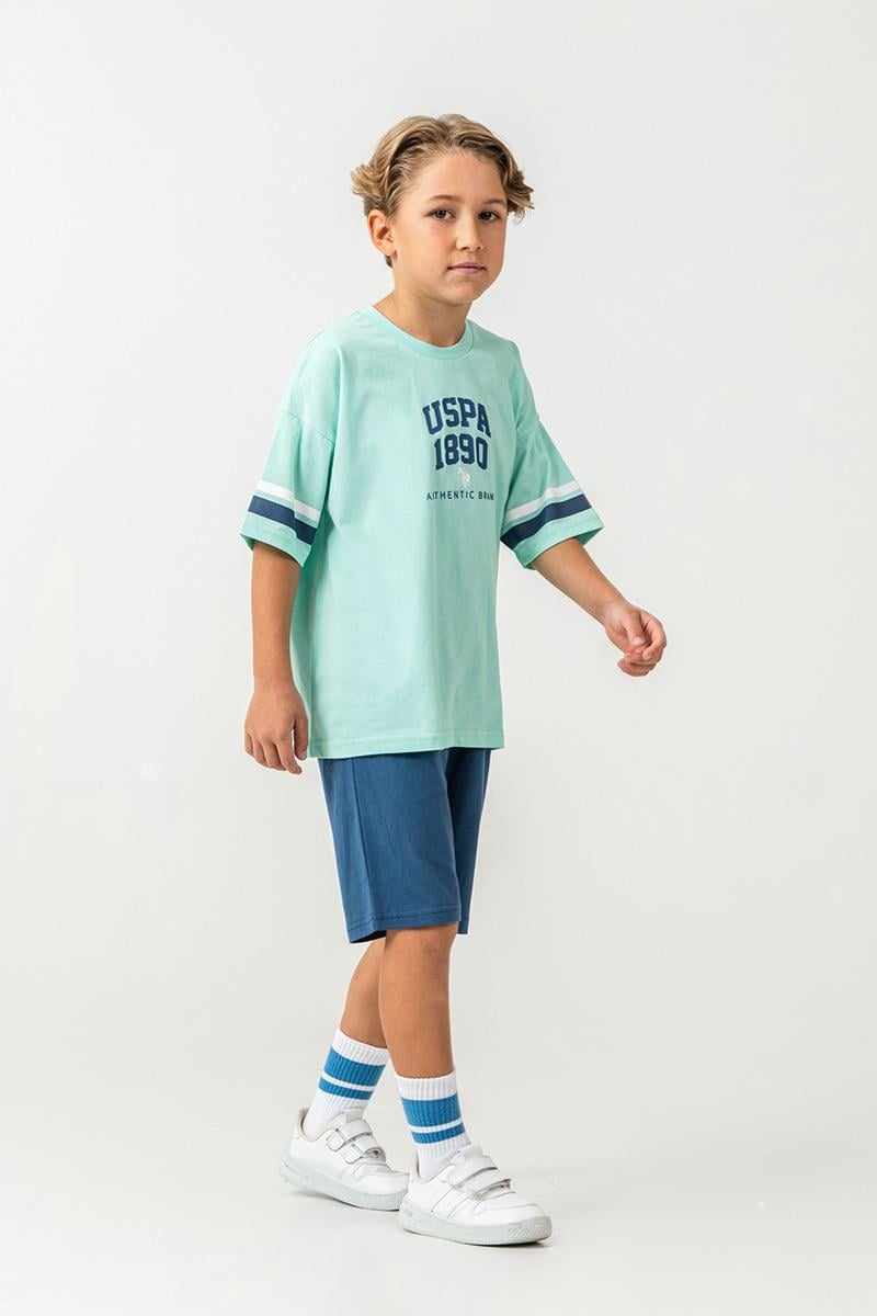 U.S. Polo Assn Erkek Çocuk  2 li Bermuda T-şhirt Takım Yeşil