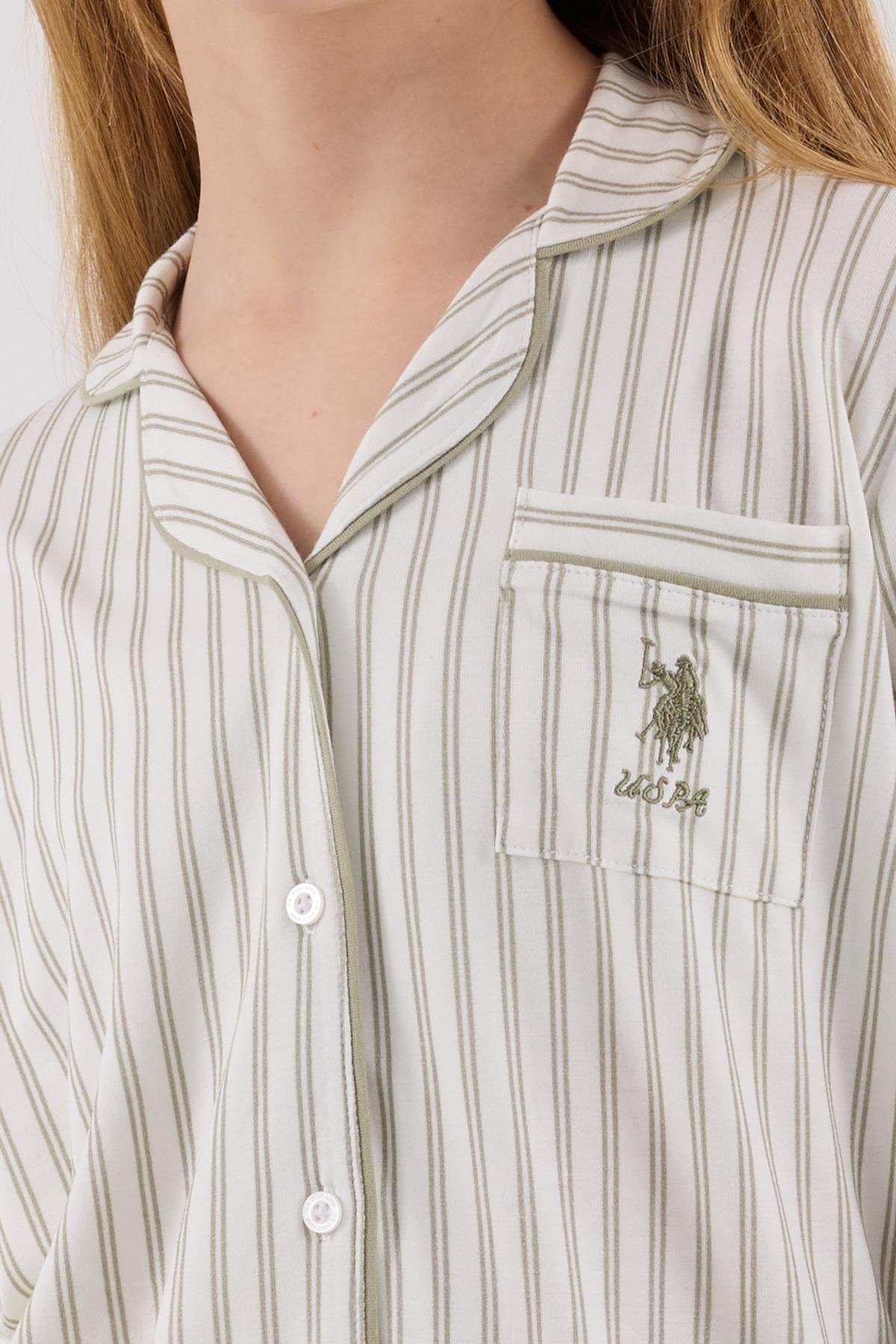 U.S. Polo Assn Kız Çocuk Gömlek Pijama Çay Yeşili