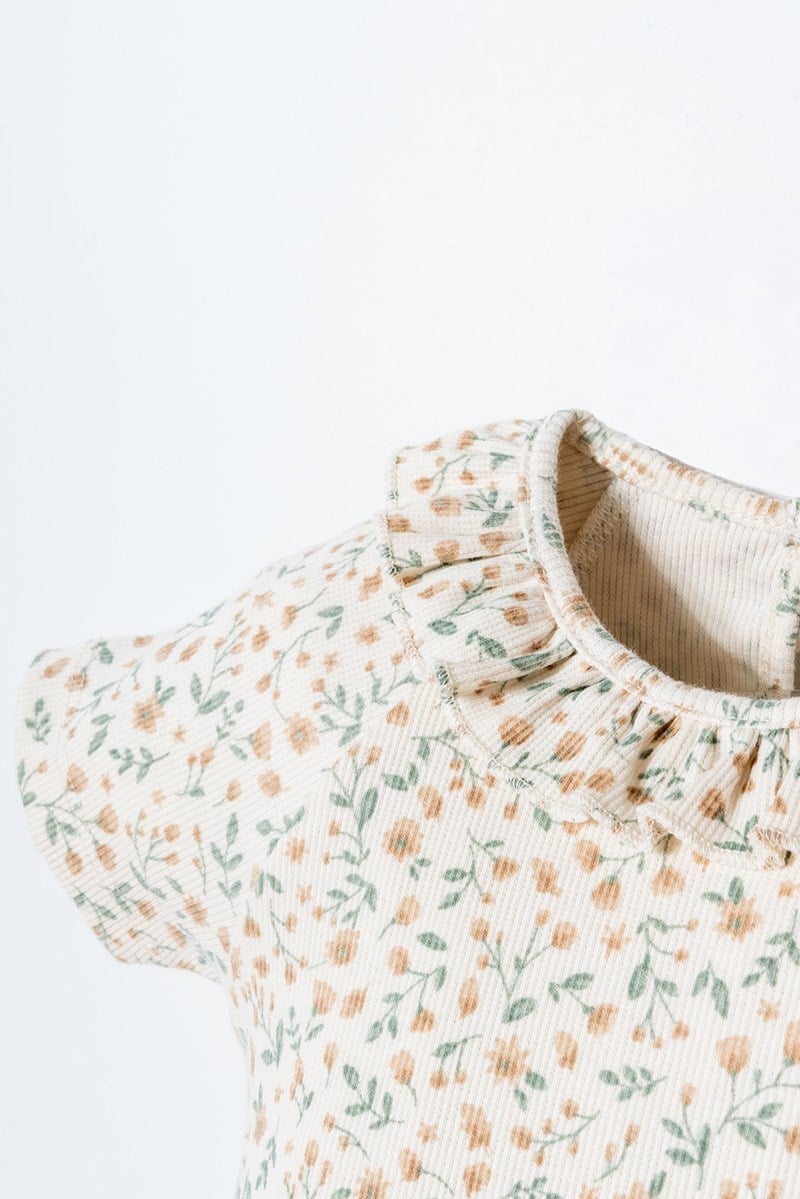 U.S. Polo Assn Kız Bebek 2 li Şort T-şhirt Takım Ekru-Yeşil