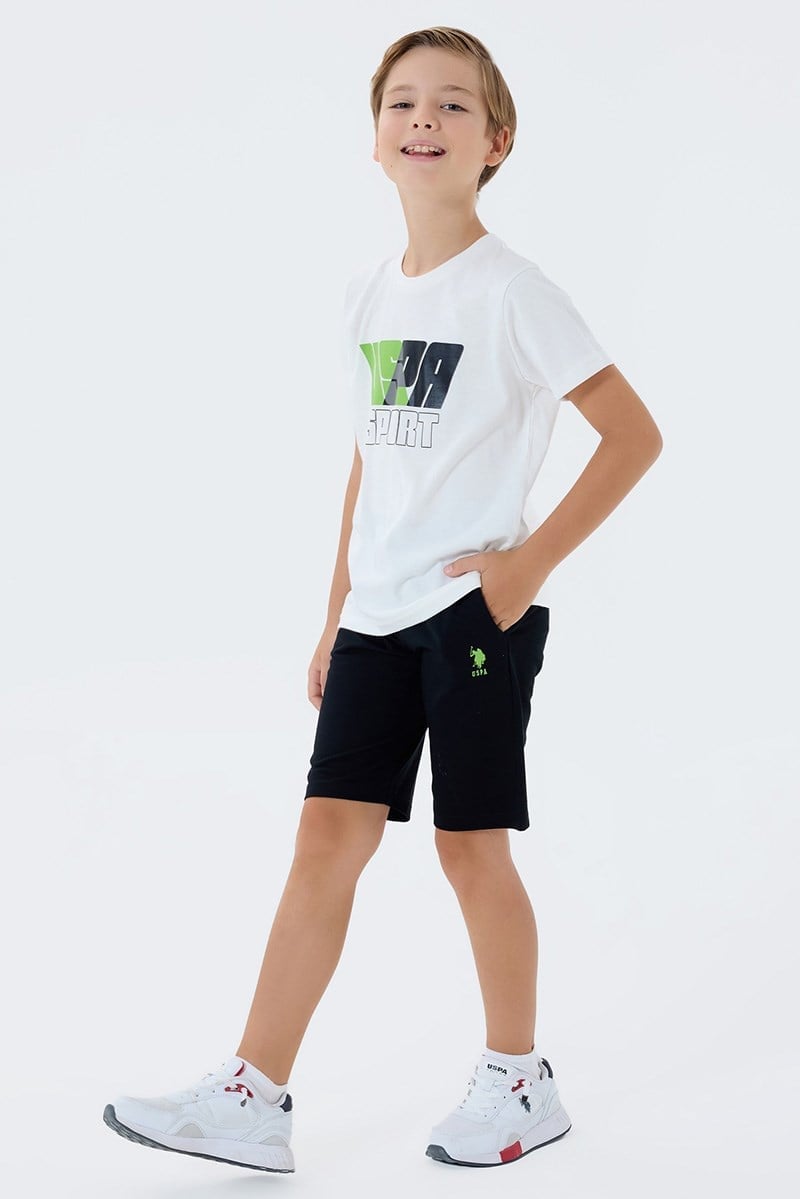 U.S. Polo Assn Erkek Çocuk Bermuda  2'li Takım Beyaz