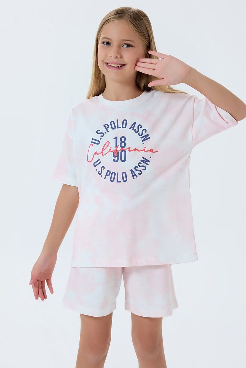 U.S. Polo Assn Kız Çocuk Şortlu  2'li Takım Coral