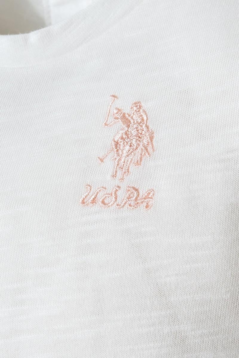 U.S. Polo Assn Kız Bebek  2 li Şort T-şhirt Takım Beyaz-Pudra