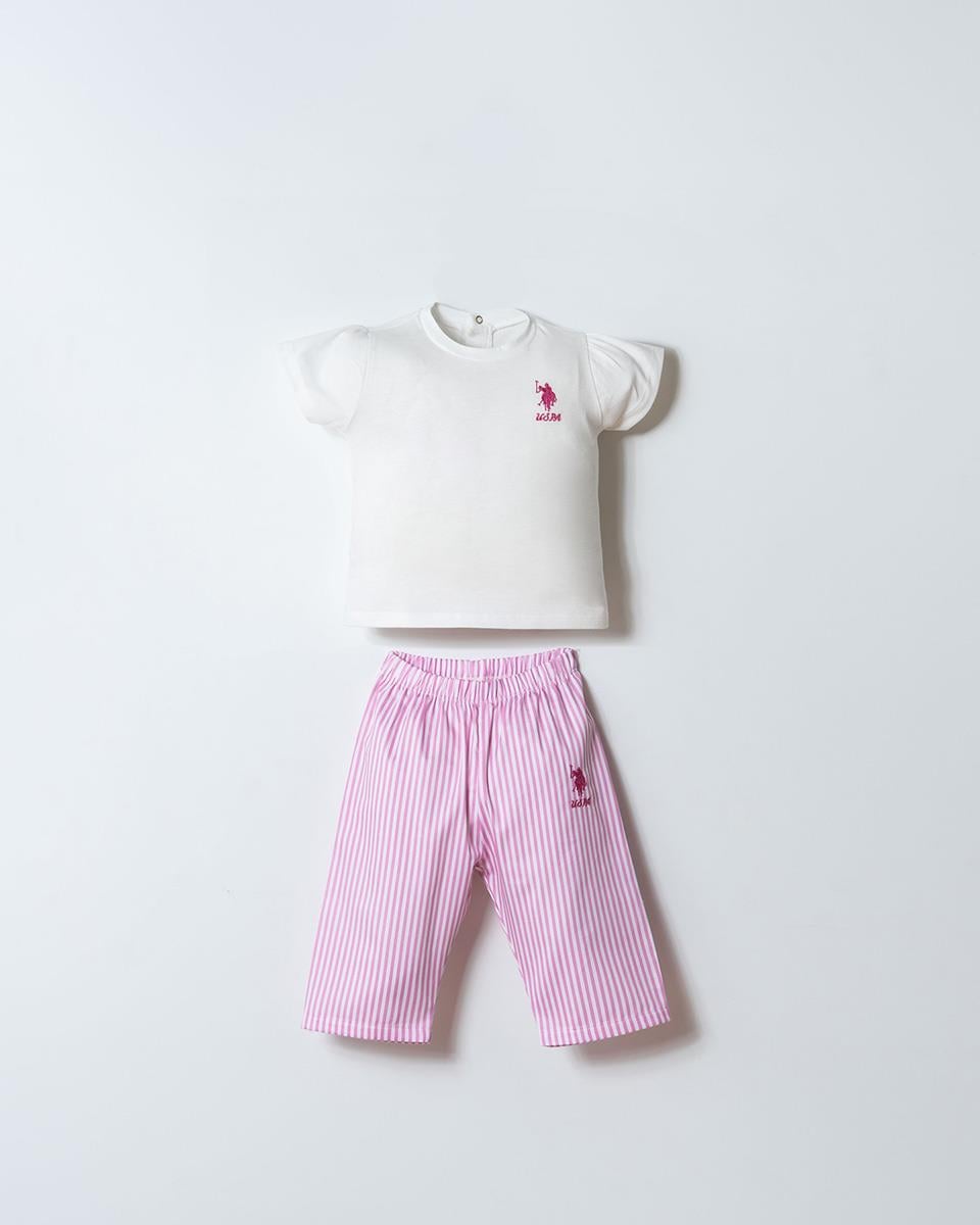 U.S. Polo Assn Kız Bebek  2 li T-şhirt Takım Beyaz