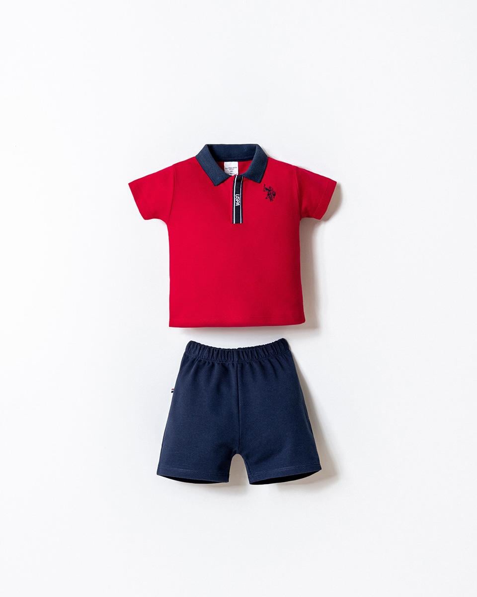 U.S. Polo Assn Erkek Bebek  2 li Şort T-şhirt Takım Kırmızı