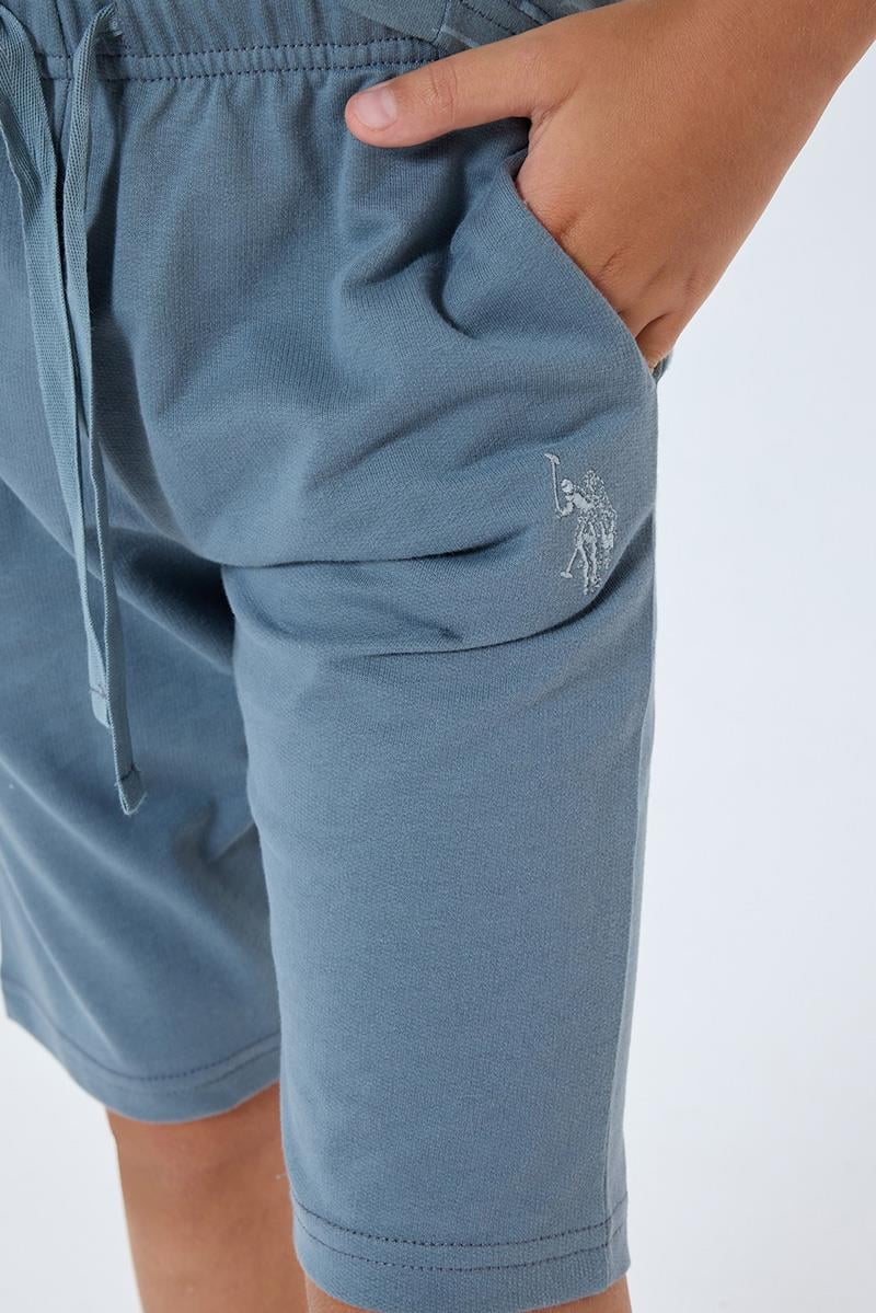 U.S. Polo Assn Erkek Çocuk  2 li Bermuda T-şhirt Takım Gri