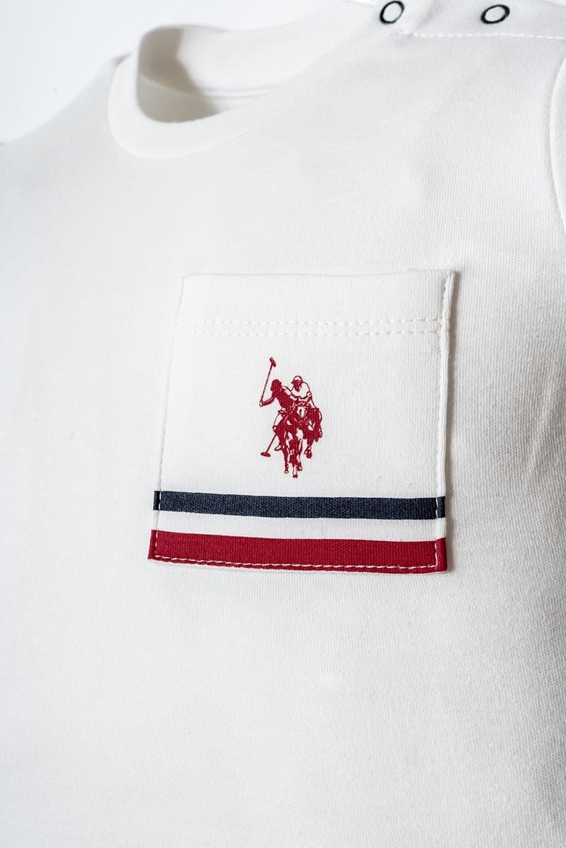 U.S. Polo Assn Erkek Bebek  2 li Şort T-şhirt Takım Beyaz-Kırmızı