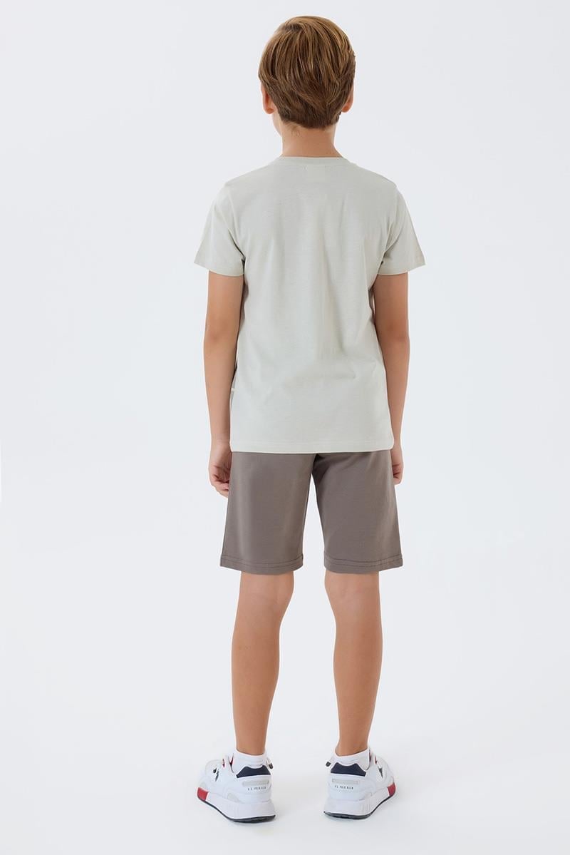 U.S. Polo Assn Erkek Çocuk  2 li Bermuda T-şhirt Takım Bej