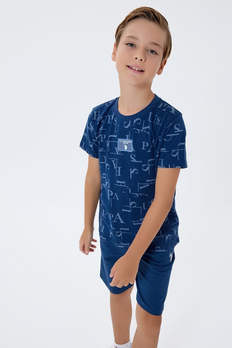 U.S. Polo Assn Erkek Çocuk  2 li Bermuda T-şhirt Takım Koyu İndigo