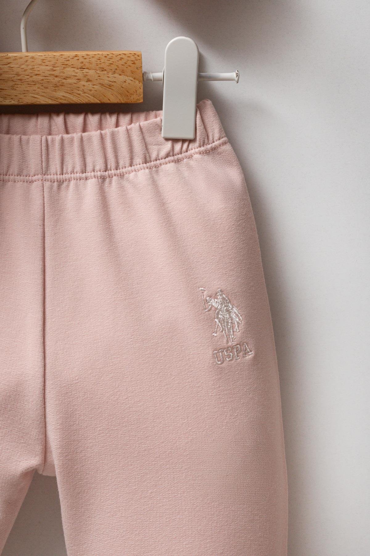U.S. Polo Assn Kız Bebek 3'lü Takım Pudra