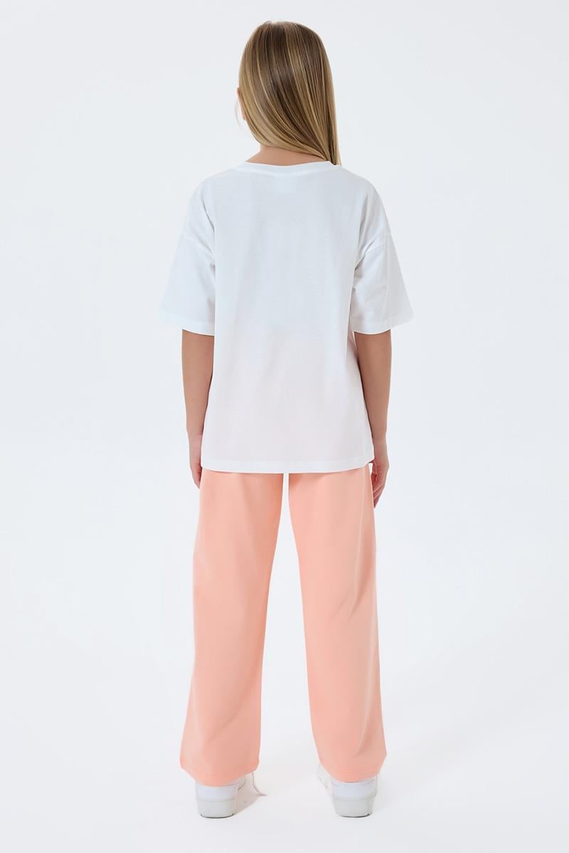 U.S. Polo Assn Kız Bebek  2 li Şort T-şhirt Takım Koyu Beyaz  - Somon