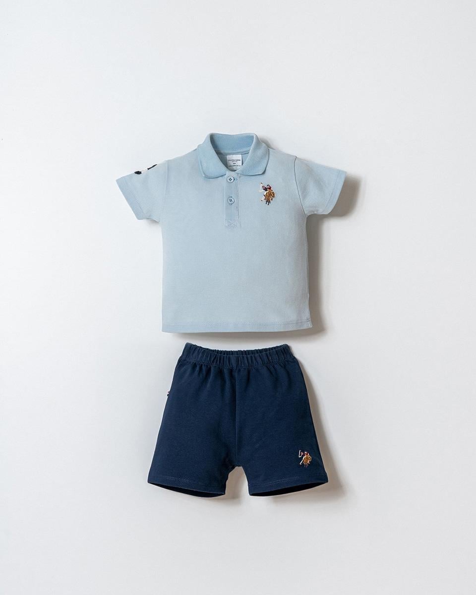 U.S. Polo Assn Erkek Bebek  2 li Şort T-şhirt Takım Mavi