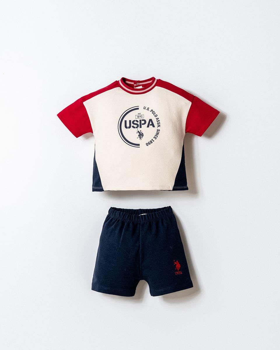 U.S. Polo Assn Erkek Bebek  2 li Şort T-şhirt Takım Kırmızı