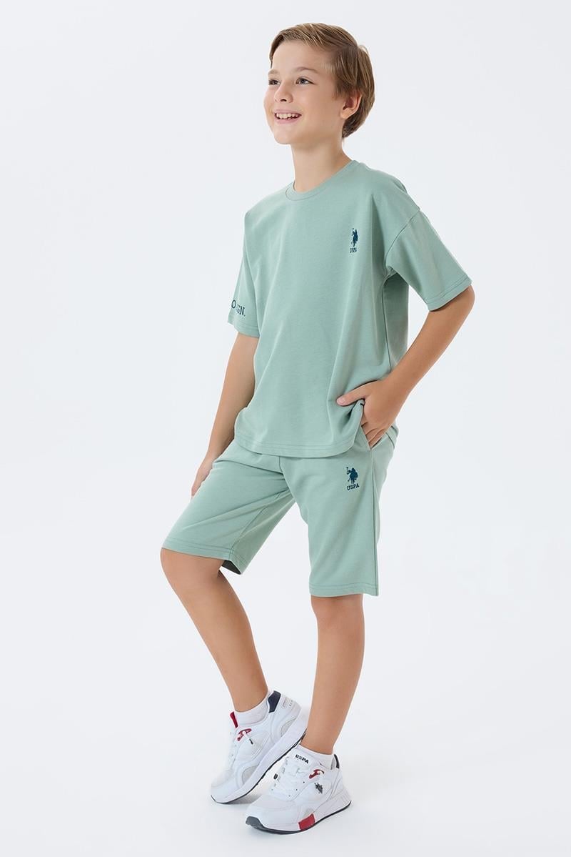 U.S. Polo Assn Erkek Çocuk  2 li Bermuda T-şhirt Takım Yeşil