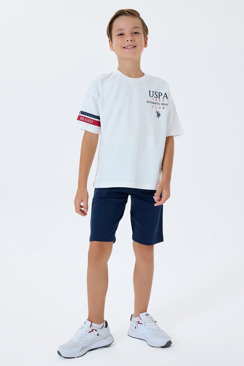 U.S. Polo Assn Erkek Çocuk Bermuda  2'li Takım Beyaz