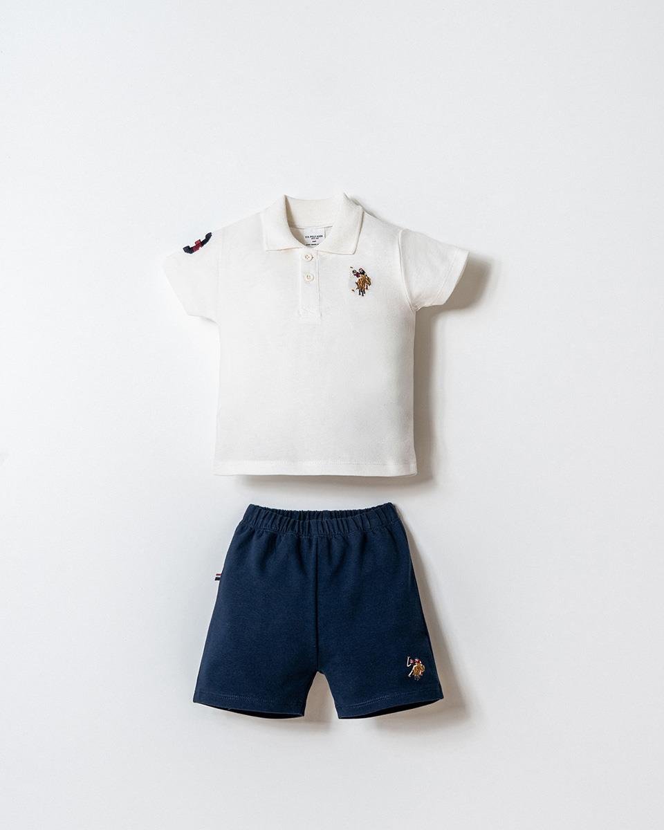 U.S. Polo Assn Erkek Bebek  2 li Şort T-şhirt Takım Beyaz