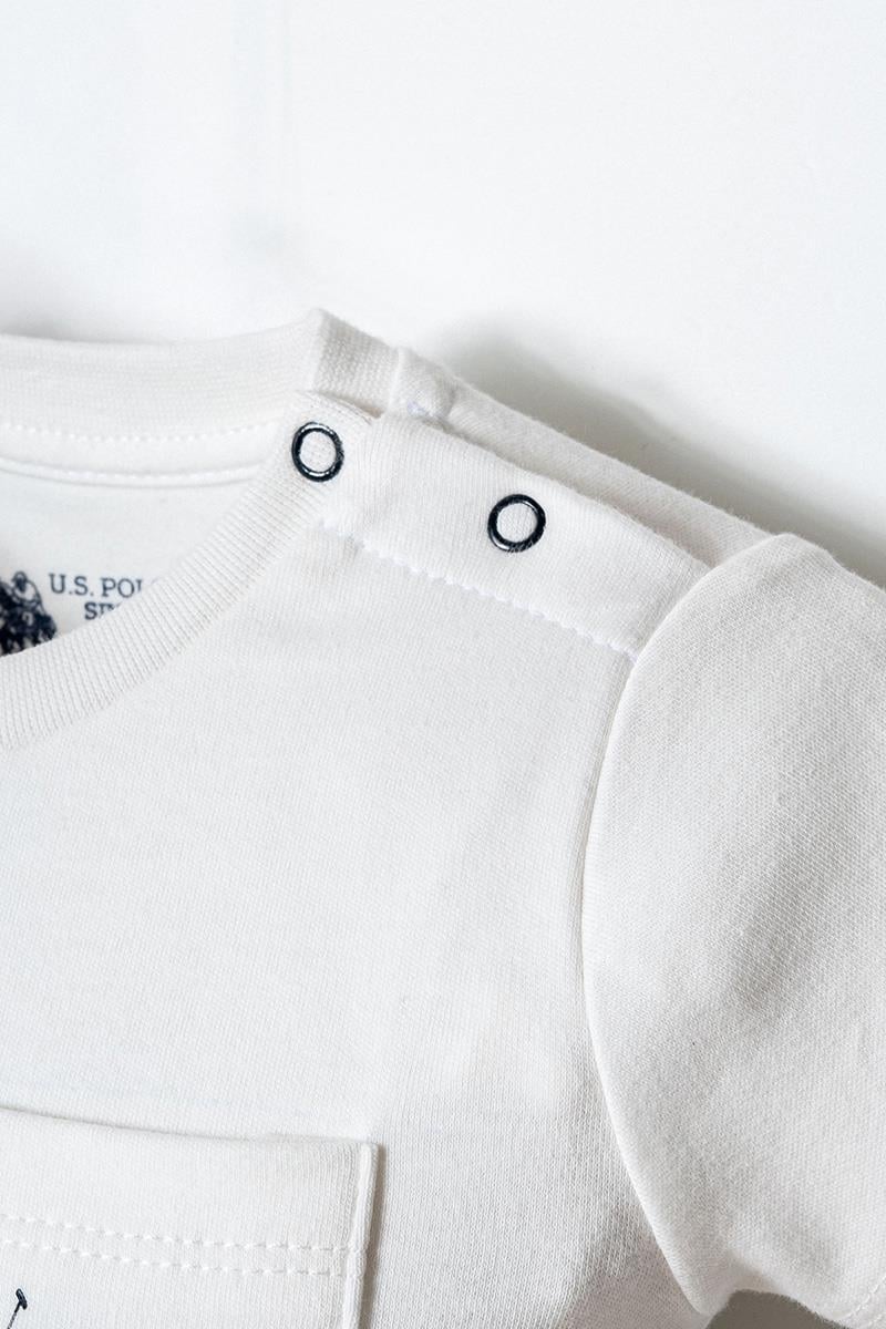 U.S. Polo Assn Erkek Bebek  2 li Şort T-şhirt Takım Beyaz-Lacivert