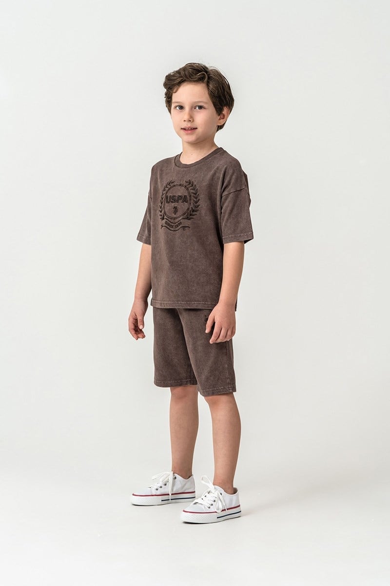 U.S. Polo Assn Erkek Çocuk Bermuda 2'li Takım Çikolata