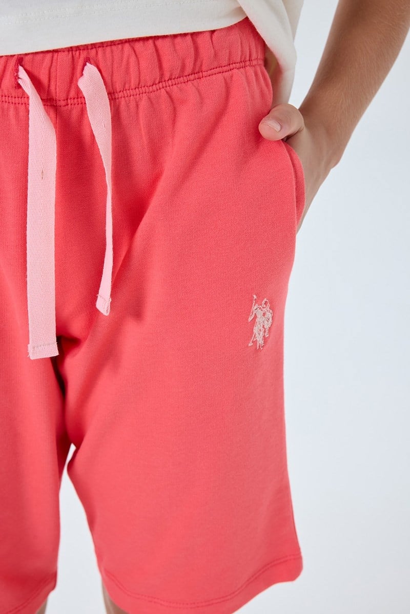 U.S. Polo Assn Kız Çocuk Bermuda 2'li Takım Ekru