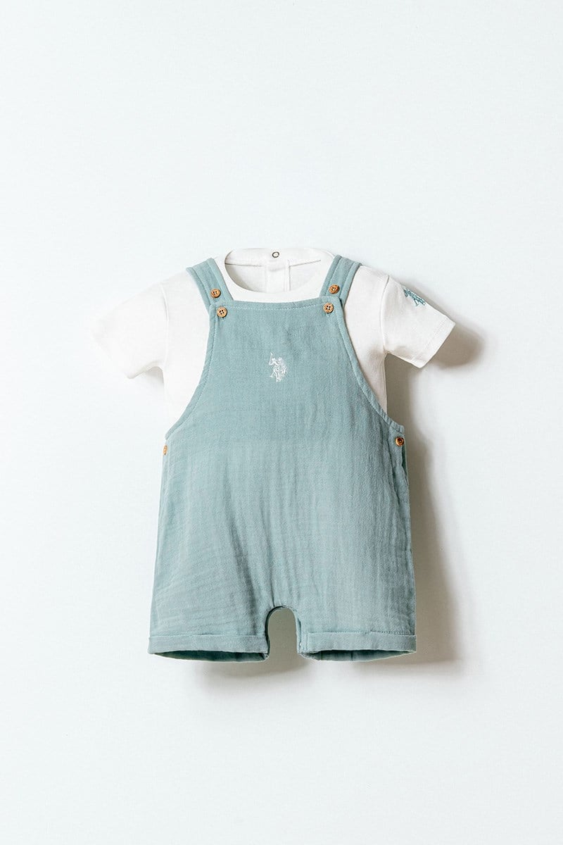 U.S. Polo Assn Erkek Bebek 2 li Salopet T-şhirt Takım Nil